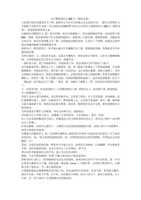 2023最新-关于磨练的作文800字(精彩3篇)