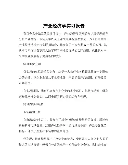 产业经济学实习报告