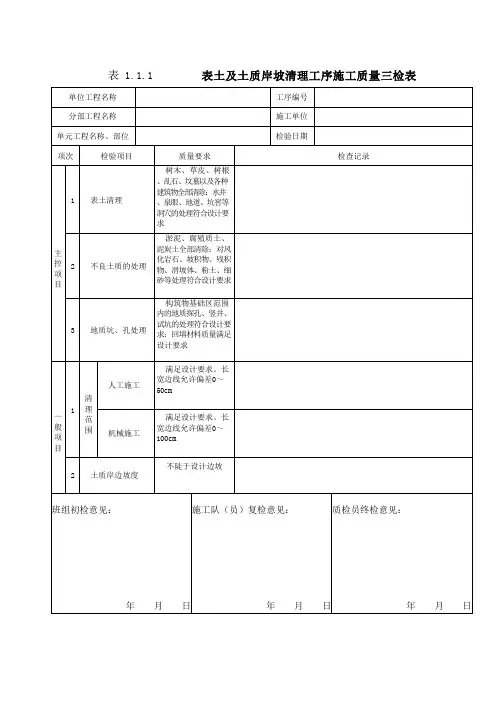 水利三检表