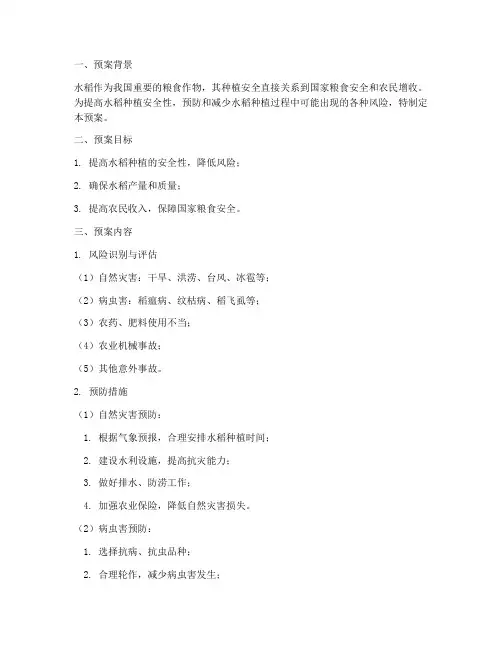 水稻种植安全预案