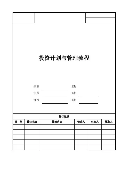投资计划与管理流程
