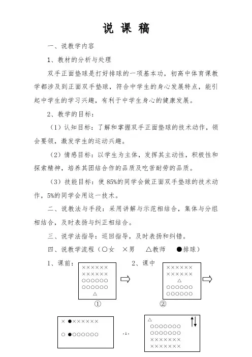 《排球—双手正面垫球》说课稿及教学设计