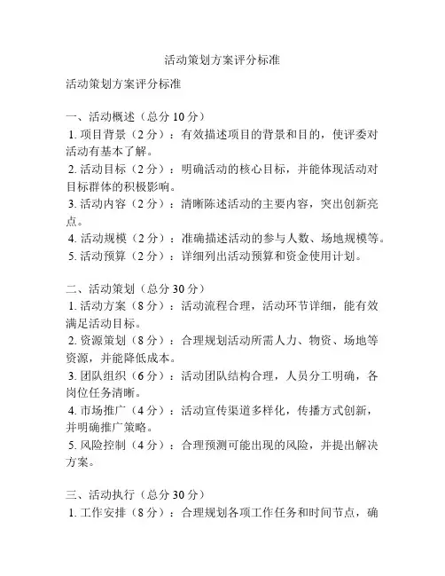 活动策划方案评分标准
