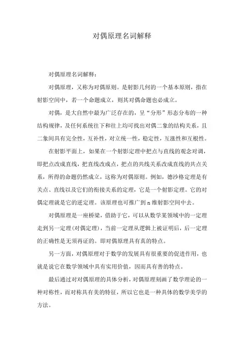 对偶原理名词解释
