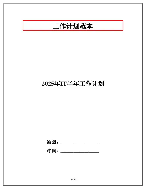 2025年IT半年工作计划