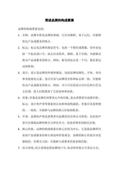 简述品牌的构成要素