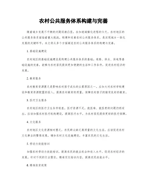 农村公共服务体系构建与完善