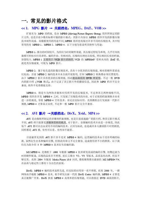 常见的影片格式