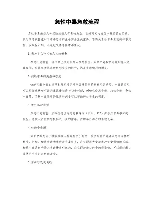 急性中毒急救流程