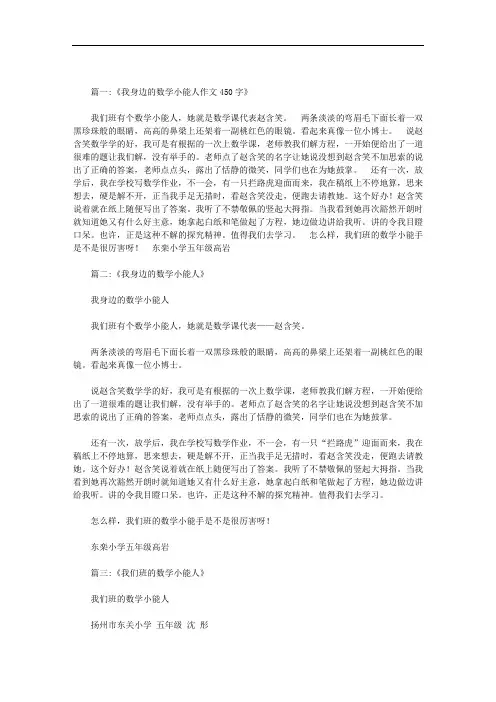 最新数学方面的小能人作文500