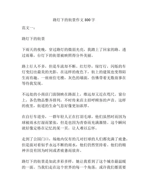 路灯下的街景作文800字