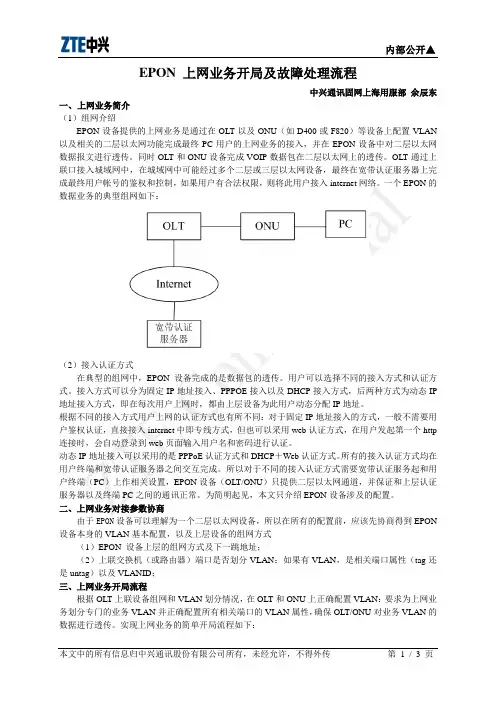 EPON上网业务配置及故障处理指导(提交)