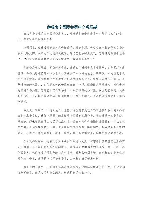 参观南宁国际会展中心观后感