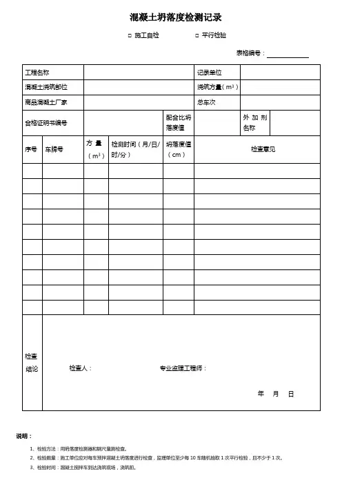 市政工程实测实量表格