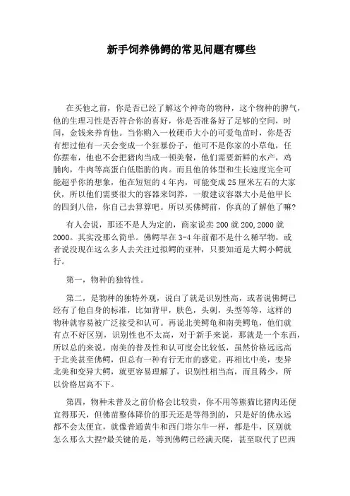 新手饲养佛鳄的常见问题有哪些