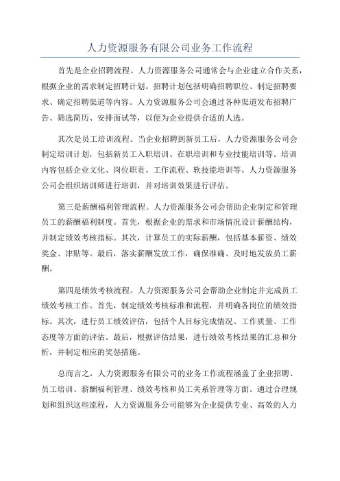 人力资源服务有限公司业务工作流程