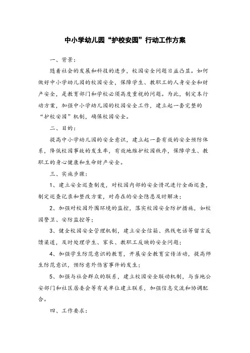 中小学幼儿园“护校安园”行动工作方案