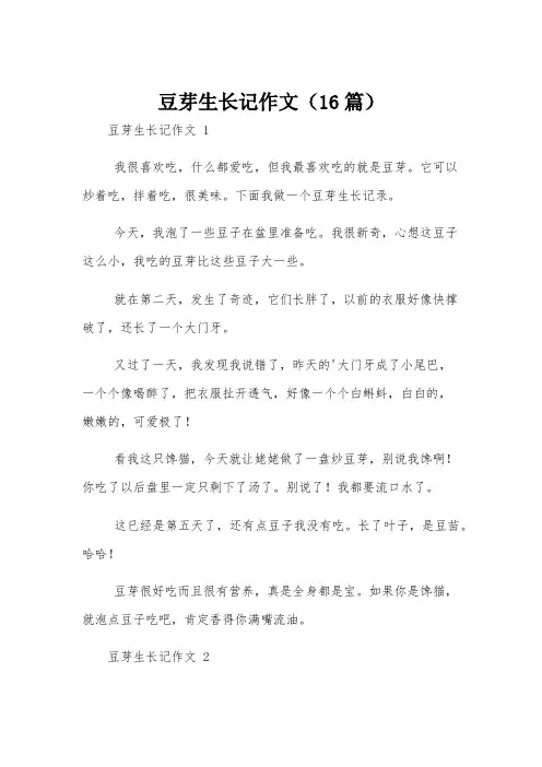 豆芽生长记作文(16篇)
