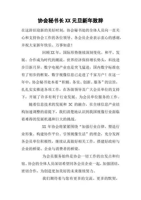 协会秘书长XX元旦新年致辞