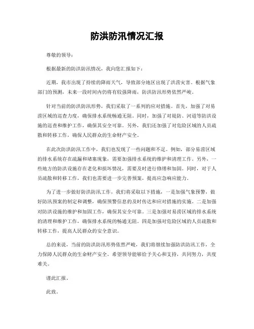 防洪防汛情况汇报