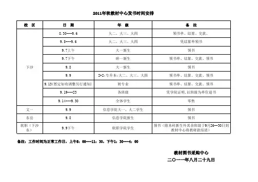 11秋发书时间安排去去去