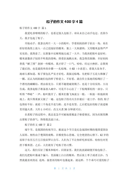 粽子的作文400字4篇