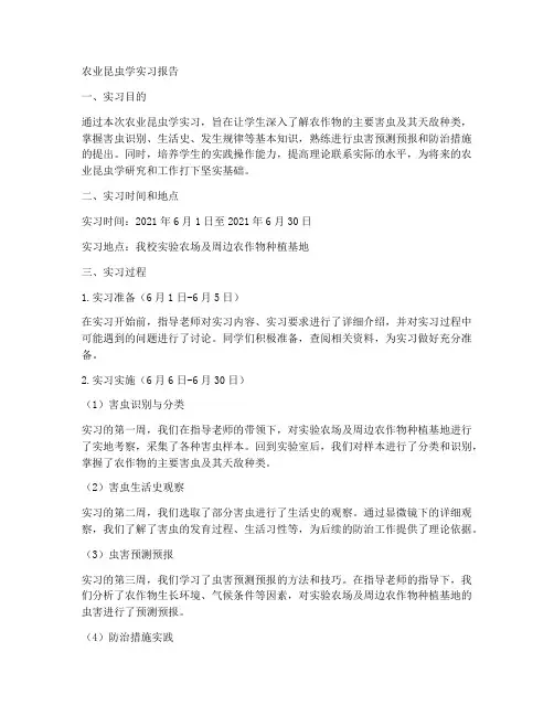农业昆虫学的实习报告