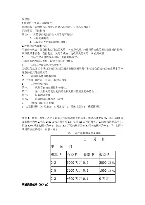 国际金融风险分析答案