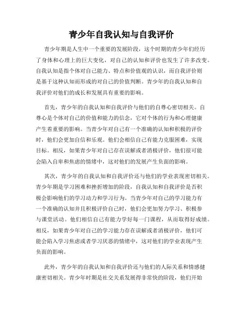 青少年自我认知与自我评价