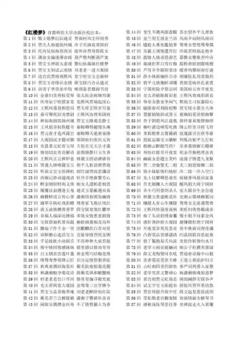 四大名著的回目