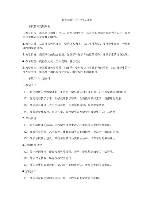 教培年度工作计划安排表