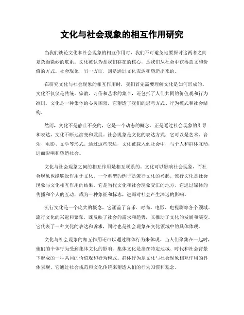 文化与社会现象的相互作用研究