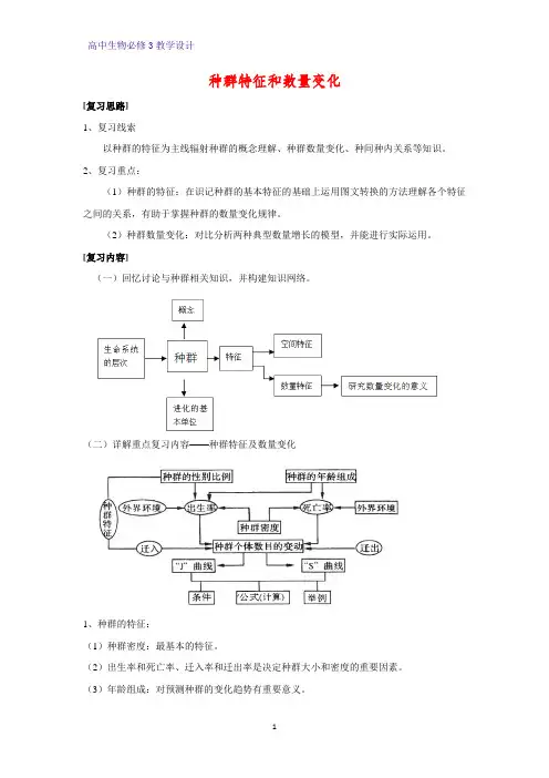 高中生物必修三教学设计1：4.2种群数量的变化 教案