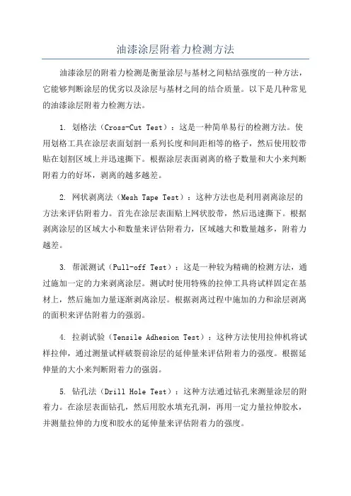 油漆涂层附着力检测方法