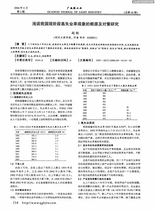 浅谈我国现阶段高失业率现象的根源及对策研究