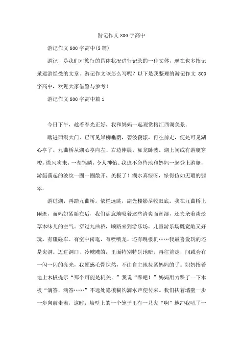 游记作文800字高中