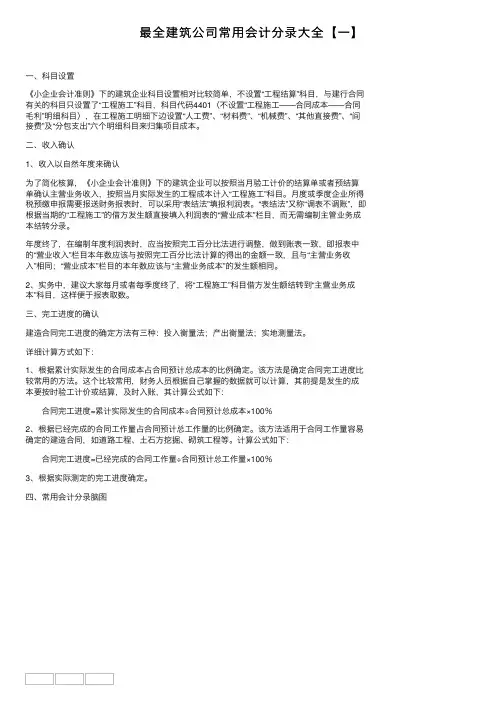 最全建筑公司常用会计分录大全【一】