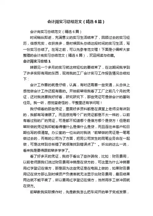 会计岗实习总结范文（精选6篇）
