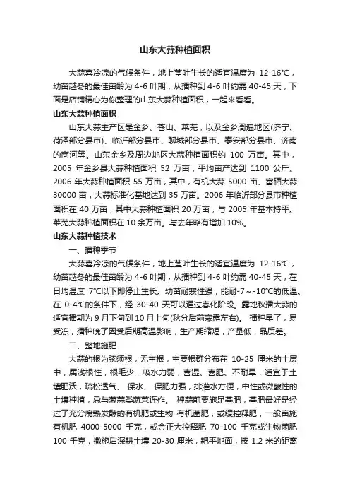 山东大蒜种植面积