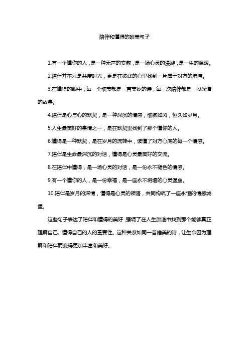 陪伴和懂得的唯美句子