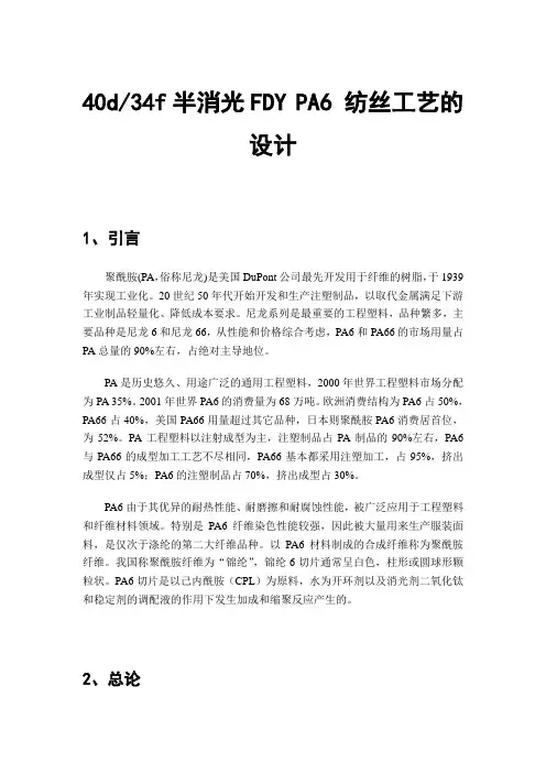 FDYPA6纺丝工艺设计