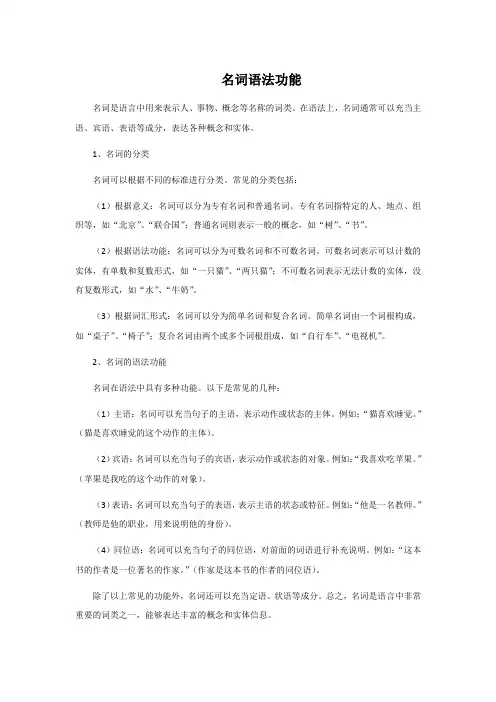 名词语法功能