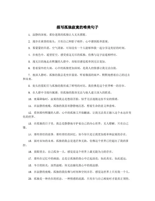 描写孤独寂寞的唯美句子