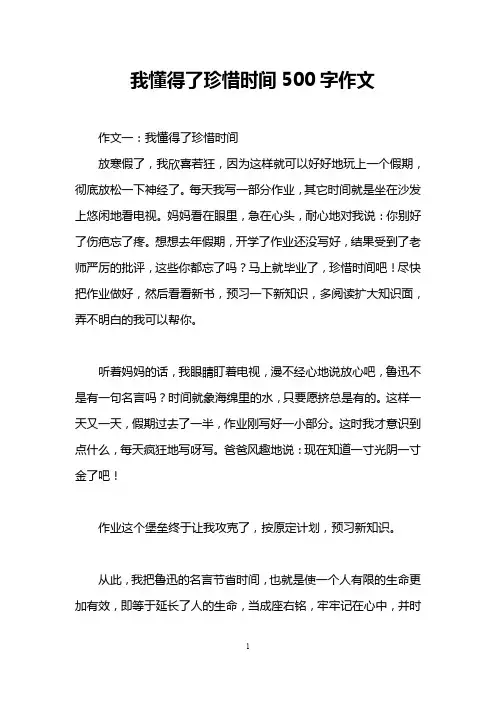 我懂得了珍惜时间500字作文