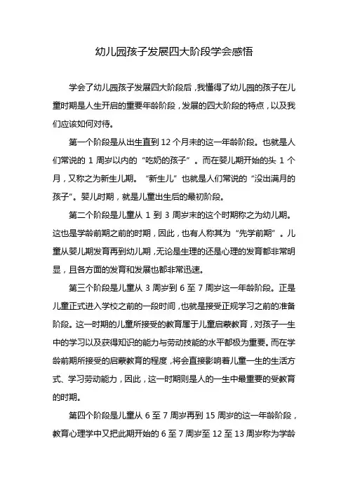 幼儿园孩子发展四大阶段学会感悟