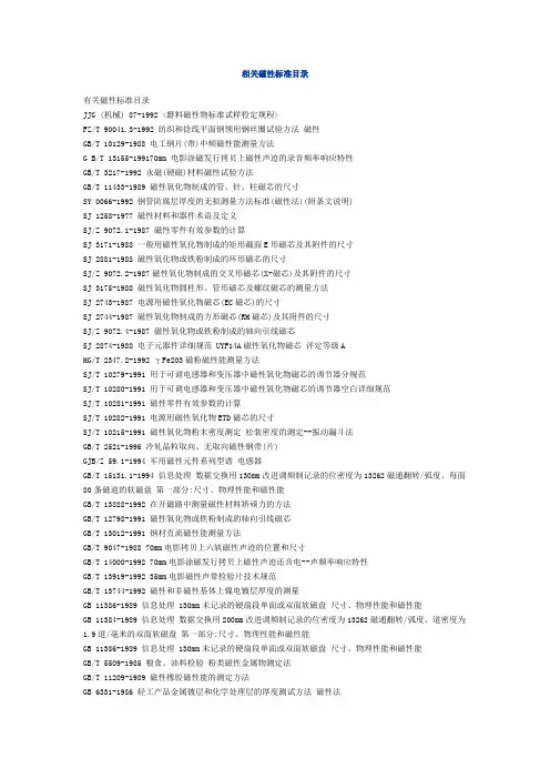 精心汇编：磁性材料或器件的标准大全