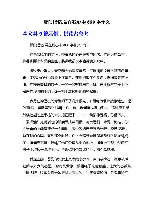 那段记忆,留在我心中800字作文