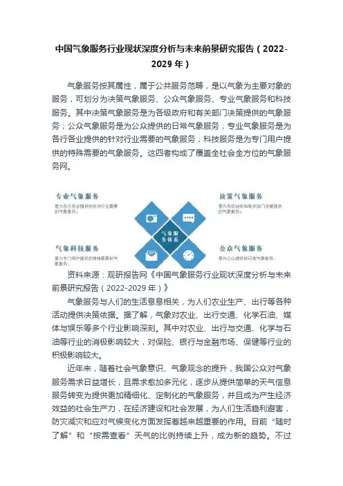 中国气象服务行业现状深度分析与未来前景研究报告（2022-2029年）