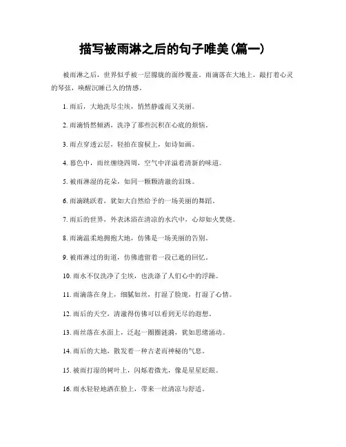 描写被雨淋之后的句子唯美(精选两篇)