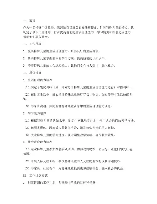 特殊个训教师工作计划